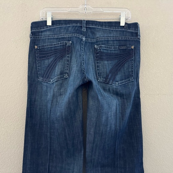 7 For All Mankind Dojo Jeans Low Rise Flare Western Y2K Dark Denim Blue 30 - Picture 11 of 16